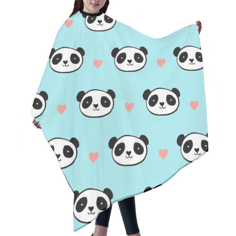 Personality  Cute Panda Bear Seamless Pattern Hair Cutting Cape