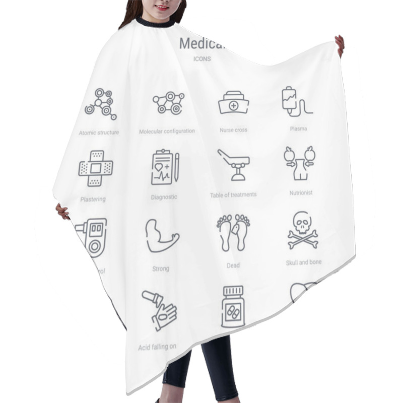 Personality  Set Of 16 Medical Concept Vector Line Icons Such As Molar Tooth, Hair Cutting Cape