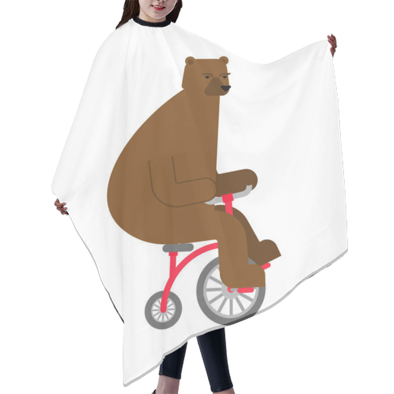 Personality  Bear On Bicycle Cartoon. Beast Rides Bicycle  Hair Cutting Cape