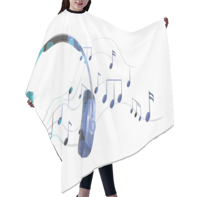 Personality  A Headphone With Musical Notes Hair Cutting Cape