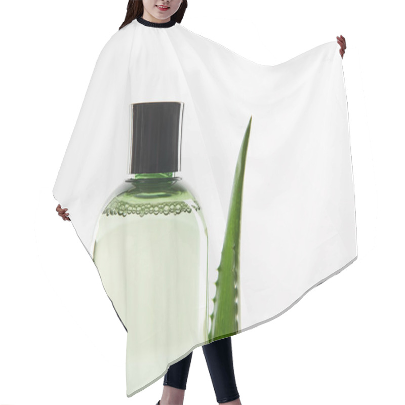 Personality  Cosmetic Dispenser With Lotion And Bottle Of Serum On White Surface Hair Cutting Cape