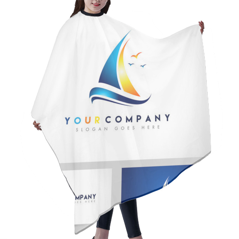 Personality  Sailing Boat Logo Hair Cutting Cape