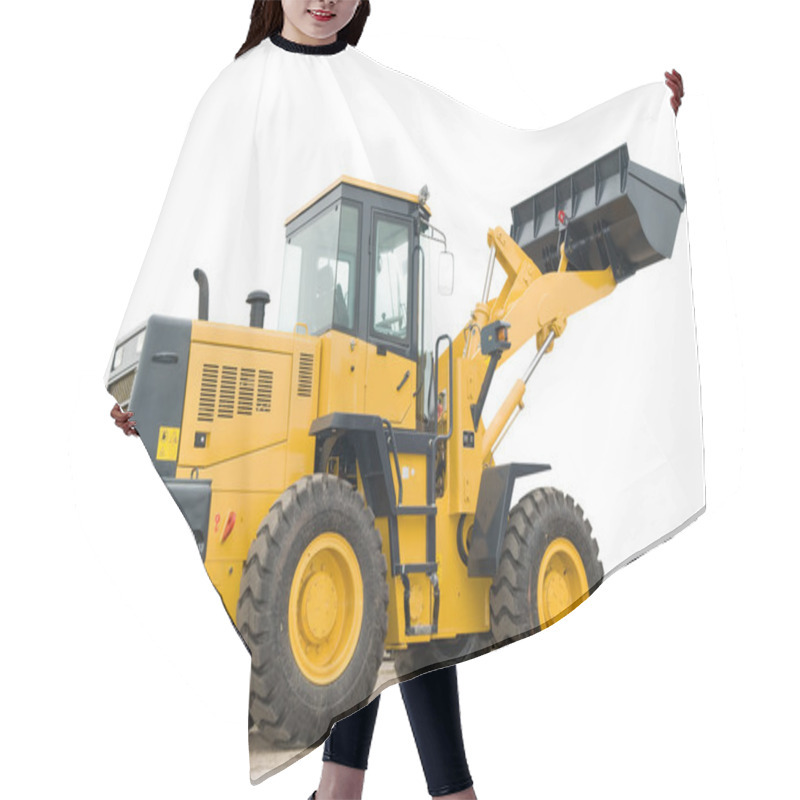 Personality  Wheel Loader Excavator Isolated Hair Cutting Cape