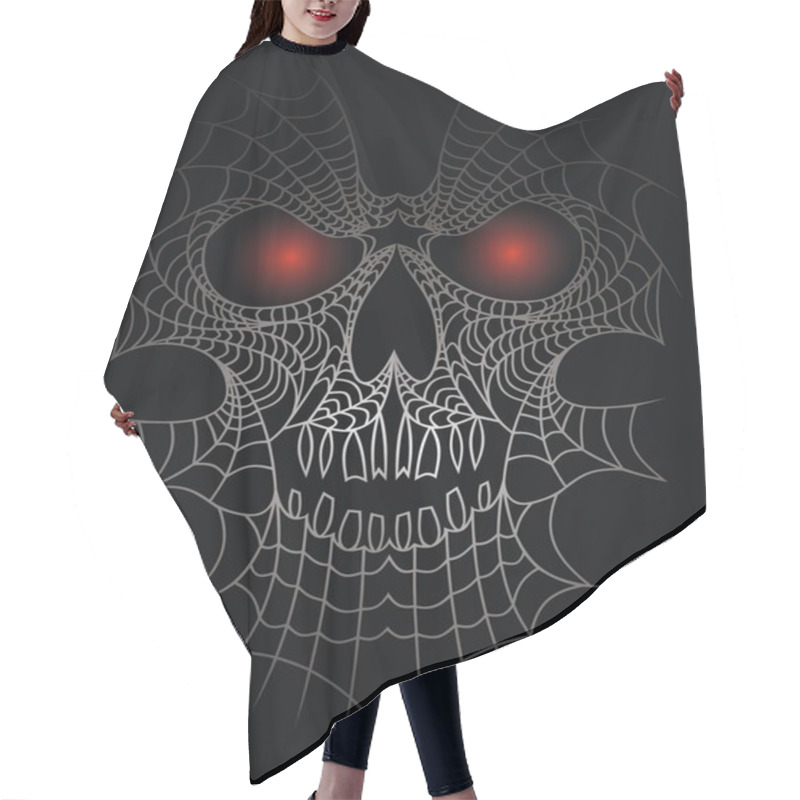 Personality  Human Skull As Spider Net  Hair Cutting Cape