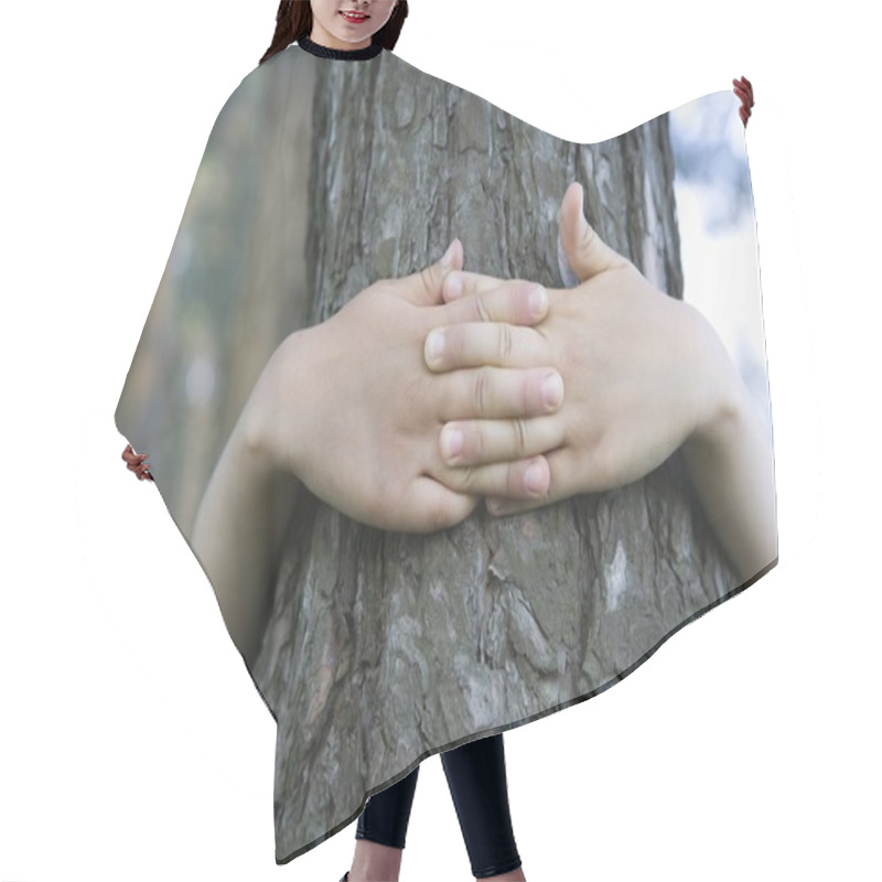 Personality  Child With Arms Around Tree Trunk Hair Cutting Cape