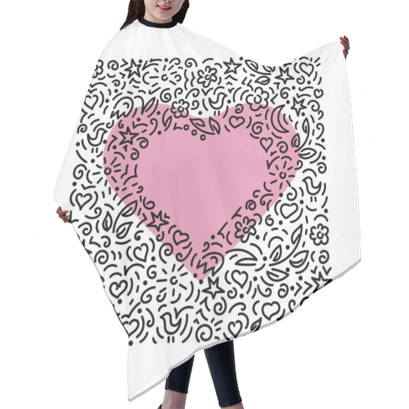 Personality  Drawing Doodles. Heart. Design For Postcard, Poster, Invitation. Vector Illustration Hair Cutting Cape