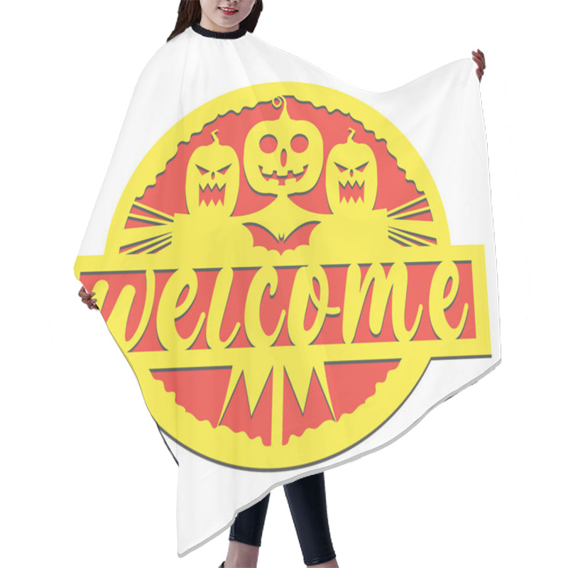 Personality  Halloween Welcome Round Sign Door Hanger Laser Cut Hair Cutting Cape