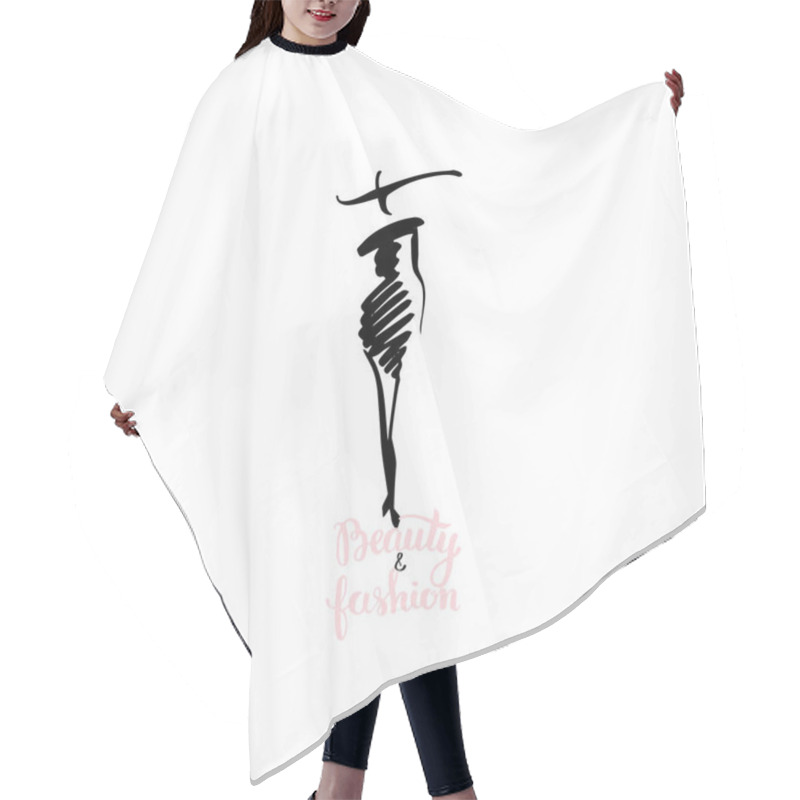 Personality  Hand Drawn Sketch Of Woman Figure Hair Cutting Cape