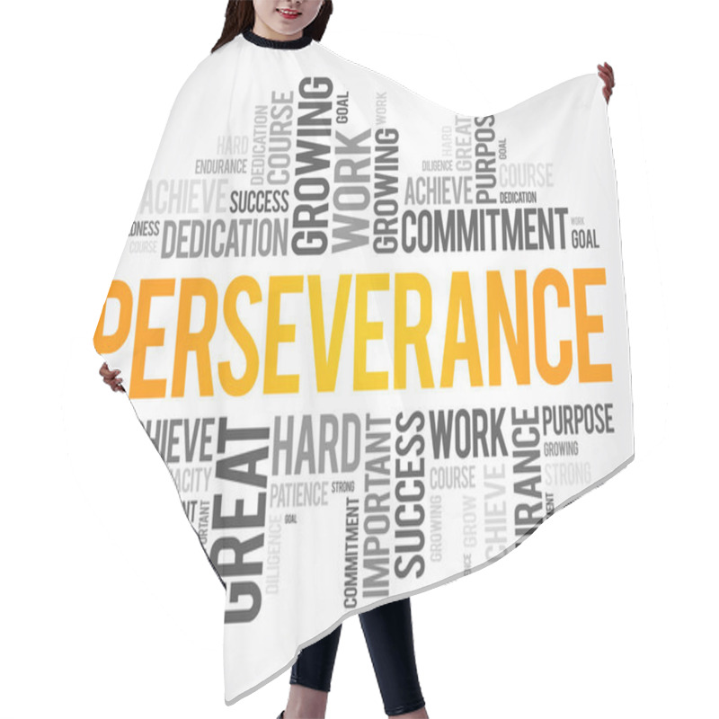 Personality  Perseverance Word Cloud Collage, Business Concept Background Hair Cutting Cape