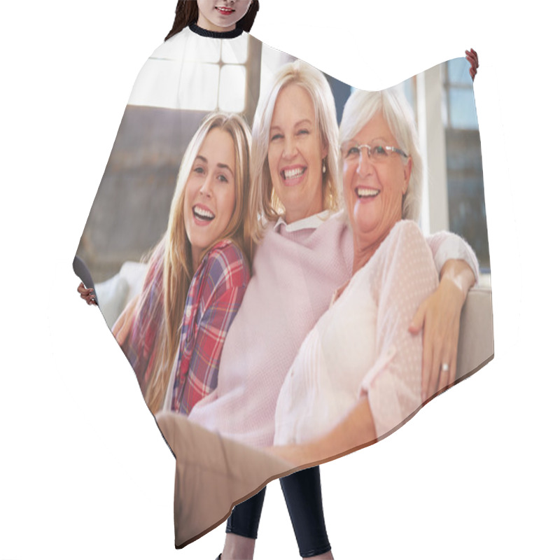 Personality  Grandmother With Mother And Adult Daughter Hair Cutting Cape