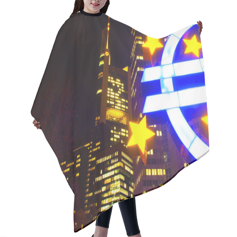 Personality  Frankfurt Old ECB Tower With Euro Sign On 2011.03.14 Hair Cutting Cape