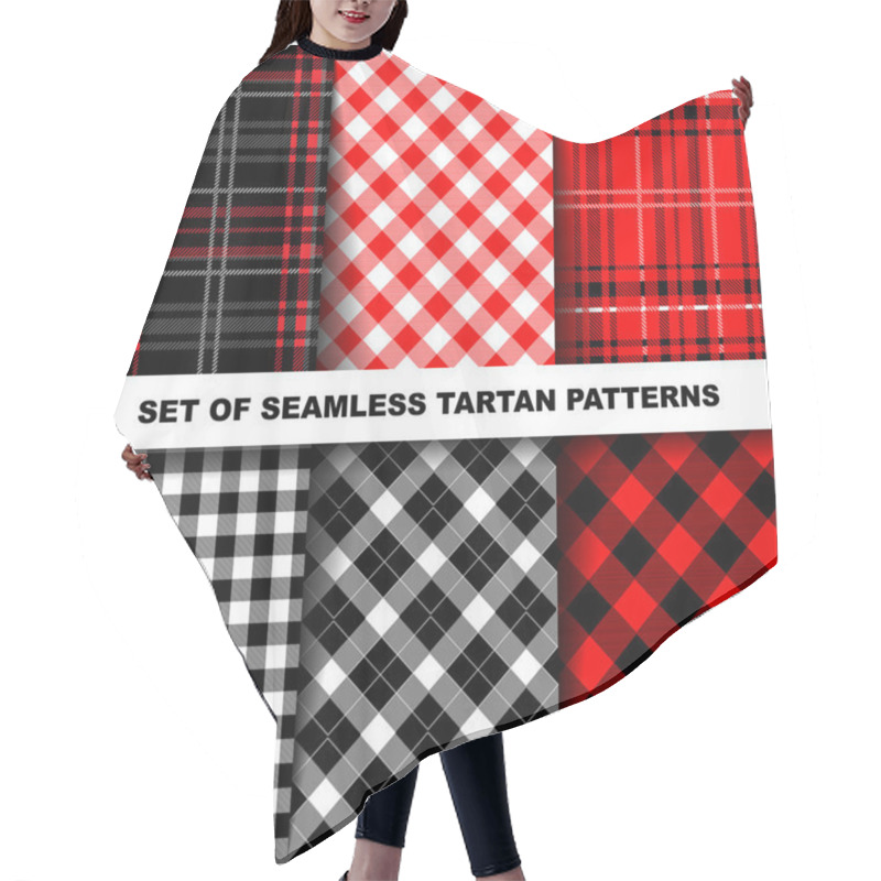 Personality  Set Of Seamless Tartan Patterns.  Hair Cutting Cape