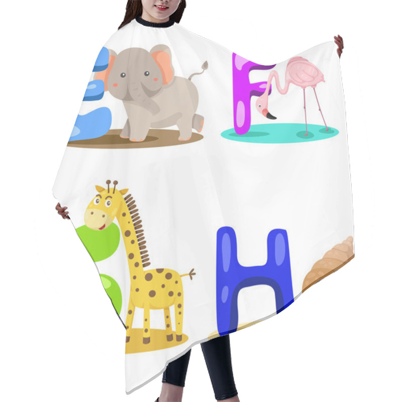 Personality  Illustrator Alphabet Animal LETTER - E,f,g,h Hair Cutting Cape