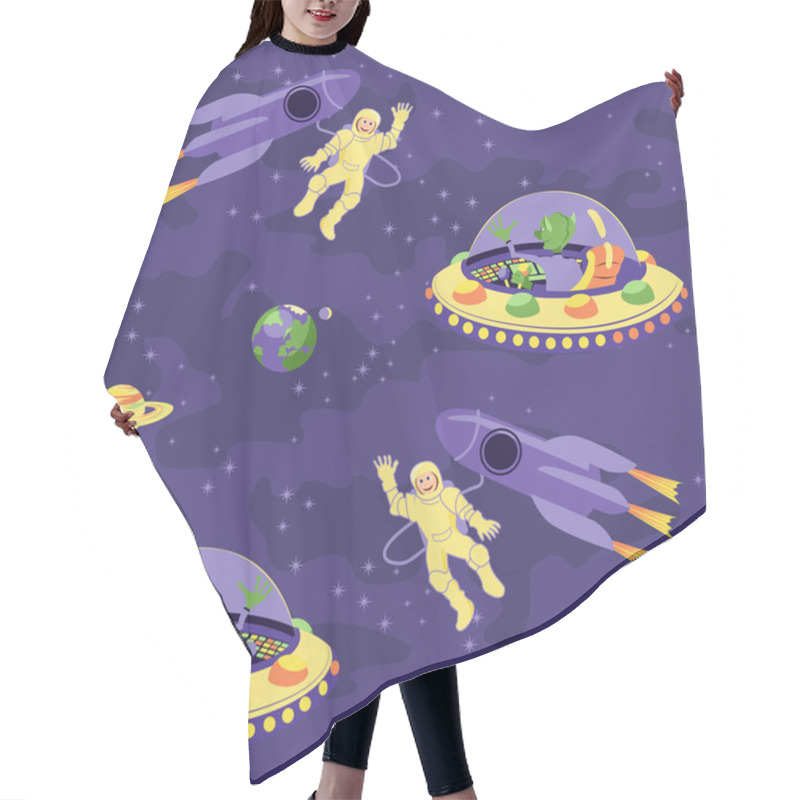 Personality  Seamless Baby Pattern   Space Adventure Hair Cutting Cape