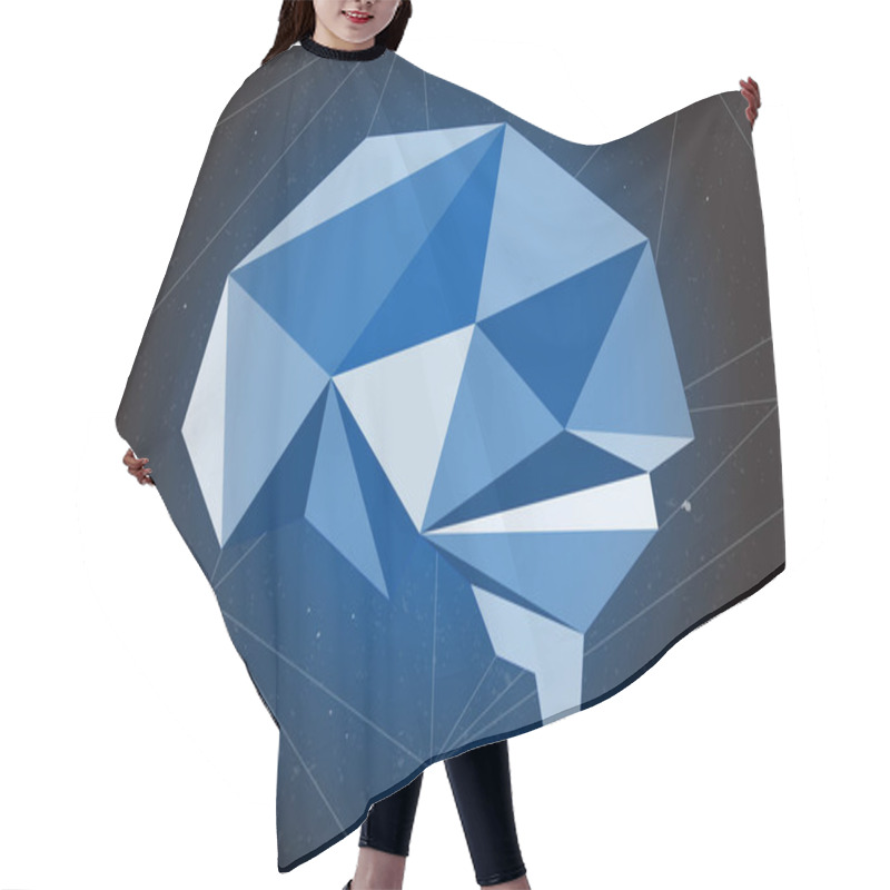 Personality  Abstract Of Brain Graphic Using Polygon And Geometry Shape. Hair Cutting Cape