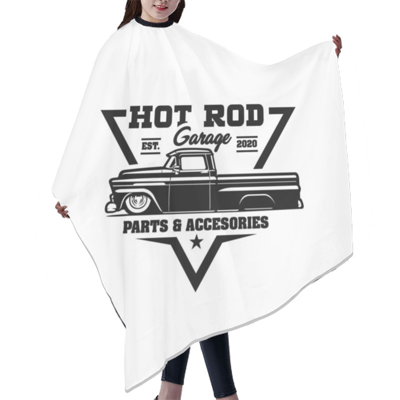 Personality  Hot Rod Garage Ready Made Logo Vector Illustration. Emblem Badge Logo Isolated. Best For Classic Car Garage And Mechanic Related Industry Hair Cutting Cape