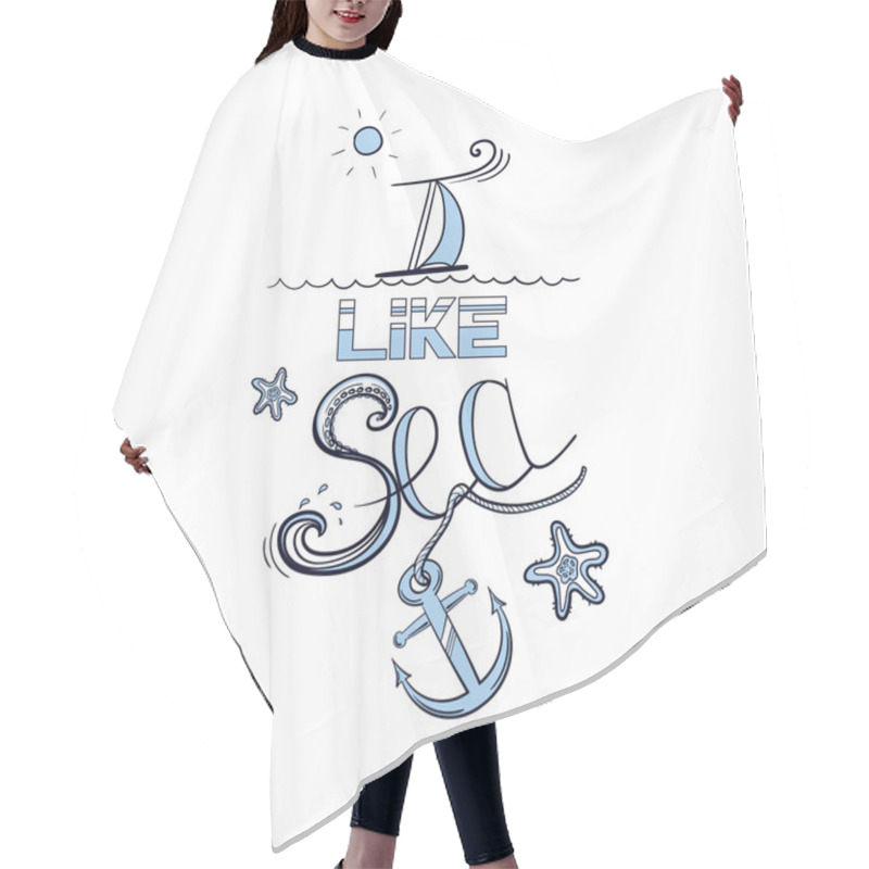 Personality  Blue Lettering I Like Sea Hair Cutting Cape