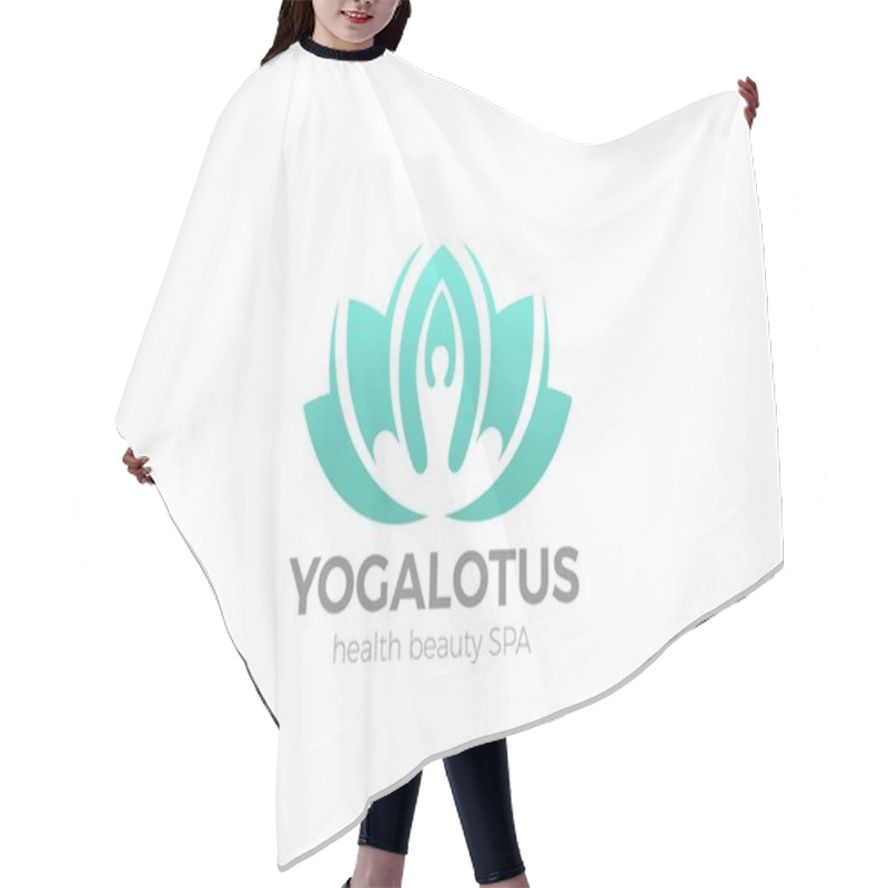 Personality  Yoga Lotus Pose Flower Logo Design Vector Template Hair Cutting Cape