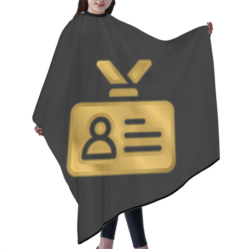 Personality  Accreditation Gold Plated Metalic Icon Or Logo Vector Hair Cutting Cape