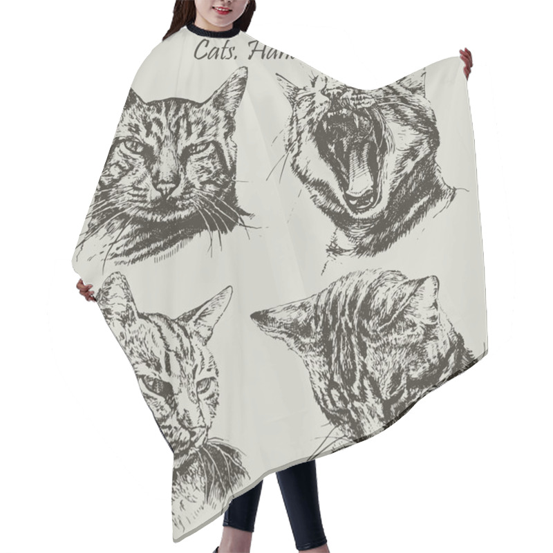 Personality  Set With Different Heads Cats Hair Cutting Cape