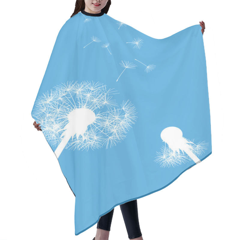 Personality  Two Dandelions On Blue Background- One Whole And Second Without Hair Cutting Cape