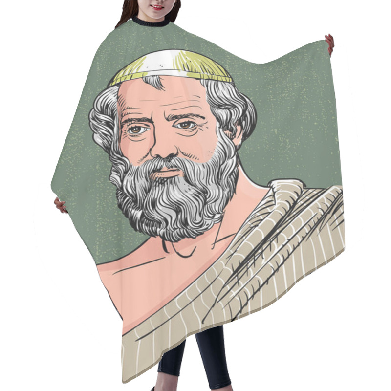 Personality  Plato Portrait In Line Art Illustration, Vector Hair Cutting Cape