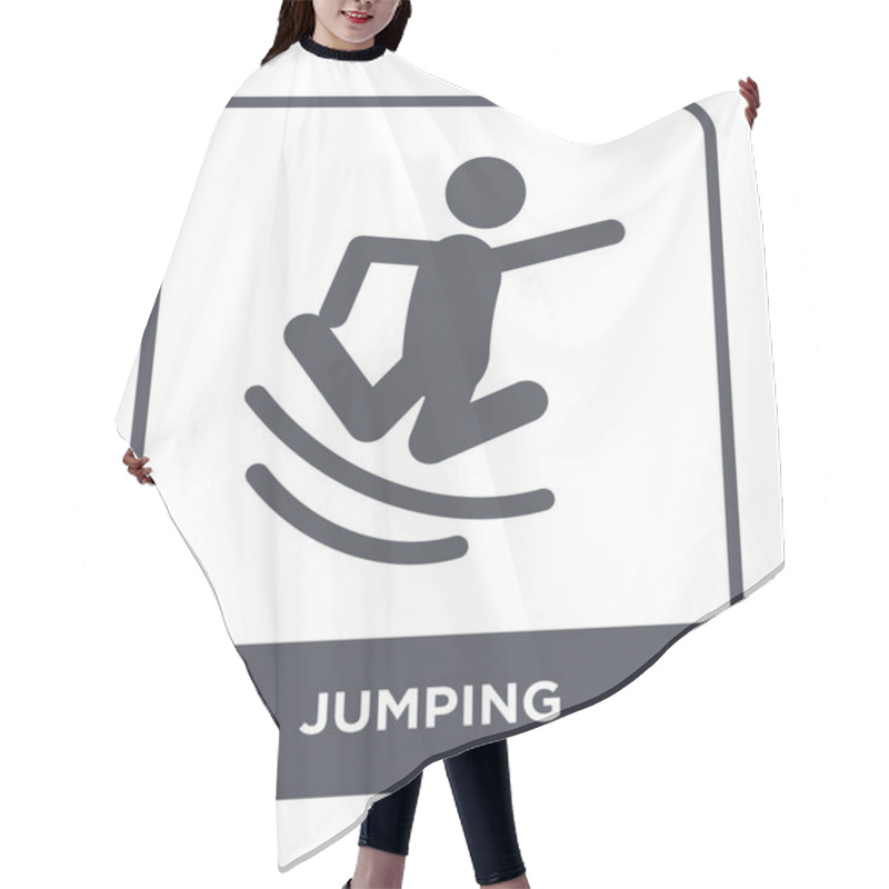 Personality  Jumping Icon In Trendy Design Style. Jumping Icon Isolated On White Background. Jumping Vector Icon Simple And Modern Flat Symbol. Hair Cutting Cape