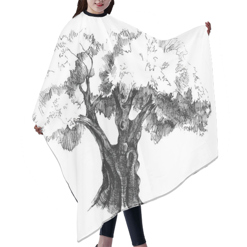 Personality  Hand Drawn Olive Tree Hair Cutting Cape