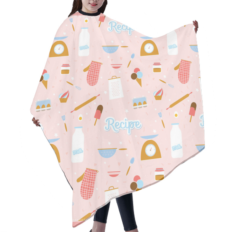 Personality  Cute Food Icons With Cartoon Seamless Pattern Hair Cutting Cape