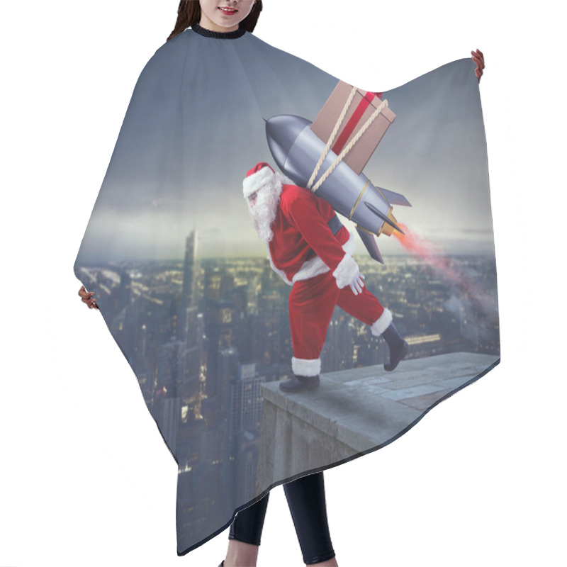 Personality  Santa Claus With Christmas Gift Box Hair Cutting Cape