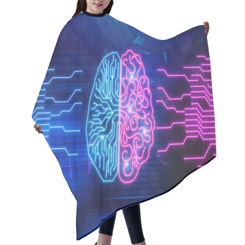 Personality  Creative Digital Brain Background. Artifical Intelligence And Technology Concept. 3D Rendering  Hair Cutting Cape