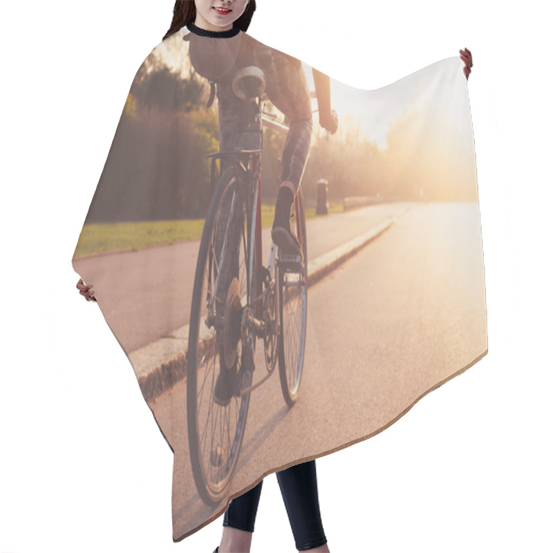 Personality  Young Woman Cycling In The Park At Sunset Hair Cutting Cape