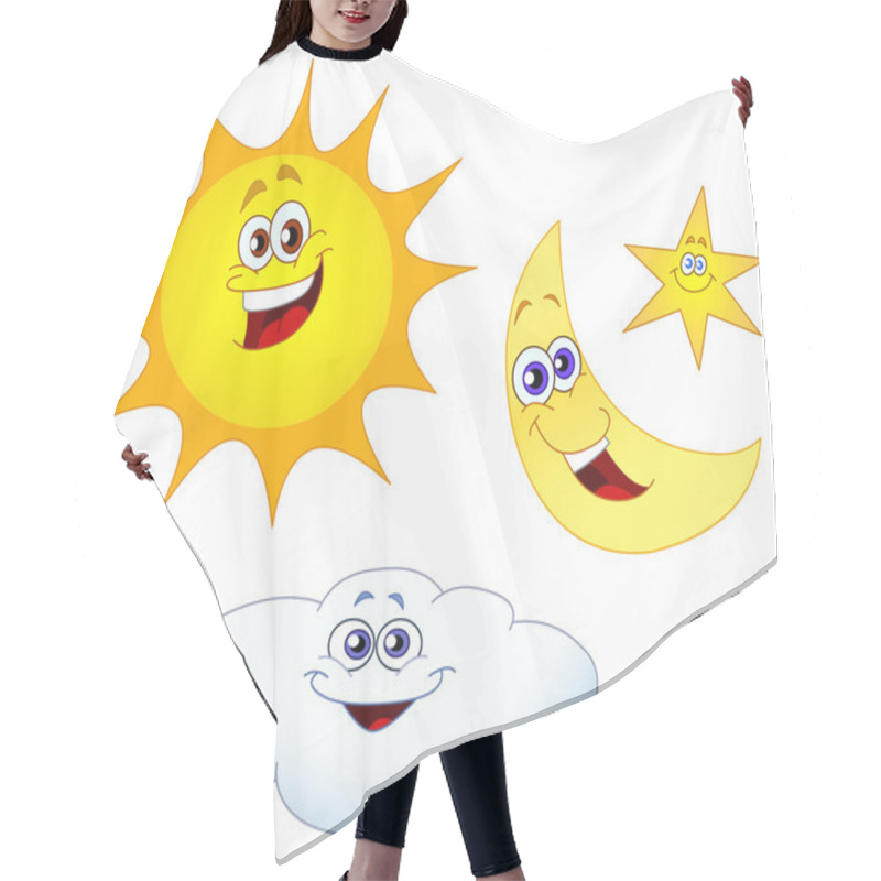 Personality  Sun Moon Star And Cloud Hair Cutting Cape