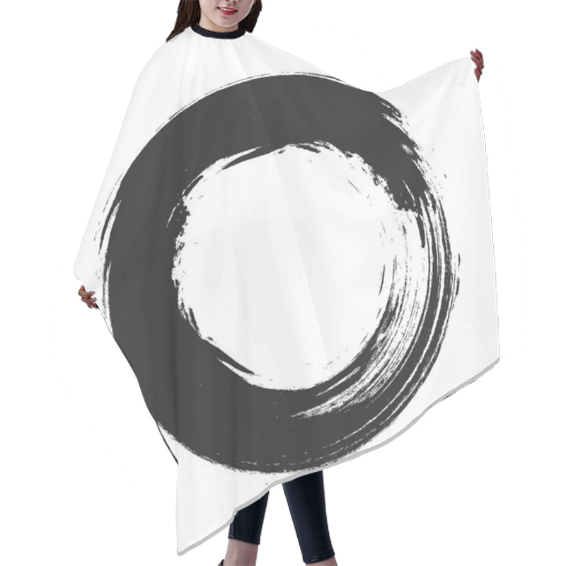 Personality  Vector Brush Strokes Circles Of Paint On White Background. Ink Hand Drawn Paint Brush Circle. Logo, Label Design Element Vector Illustration. Black Abstract Circle. Hair Cutting Cape