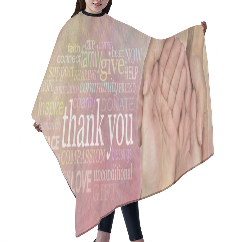 Personality  Fund Raising Campaign Website Header Saying Thank You Hair Cutting Cape