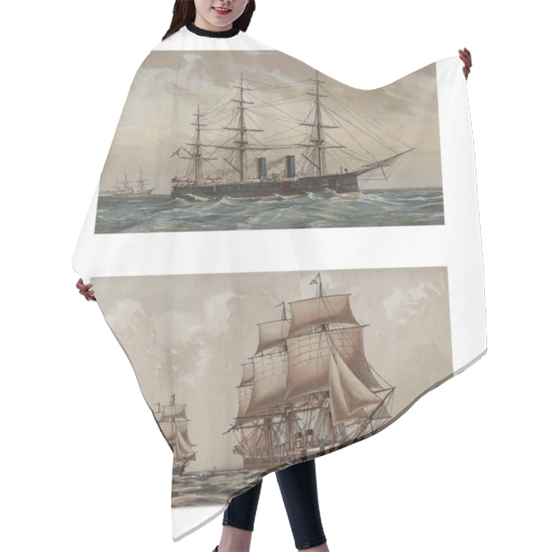 Personality  Illustration Of Ships 19-18 Century. Hair Cutting Cape