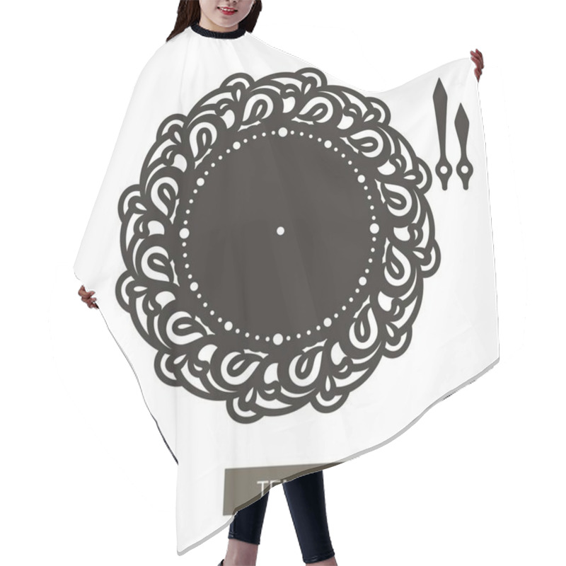 Personality  Openwork Dial With Arrows On White Background. Template For Laser Cutting, Wood Carving, Paper Cut And Printing. Vector Illustration. Hair Cutting Cape