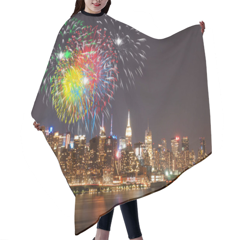 Personality  Panoramic View Of Manhattan With Firework. Celebration Hair Cutting Cape