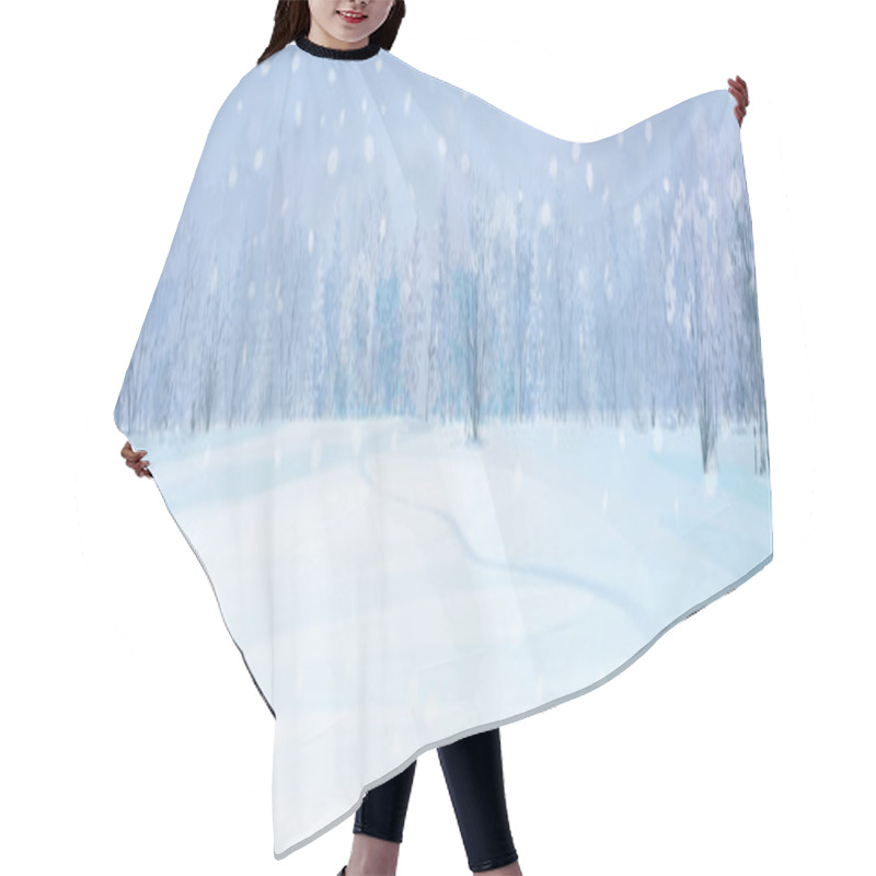 Personality  Winter Landscape With Forest Background. Hair Cutting Cape