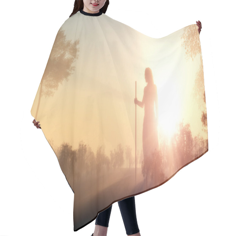 Personality  Silhouette Of Jesus Hair Cutting Cape