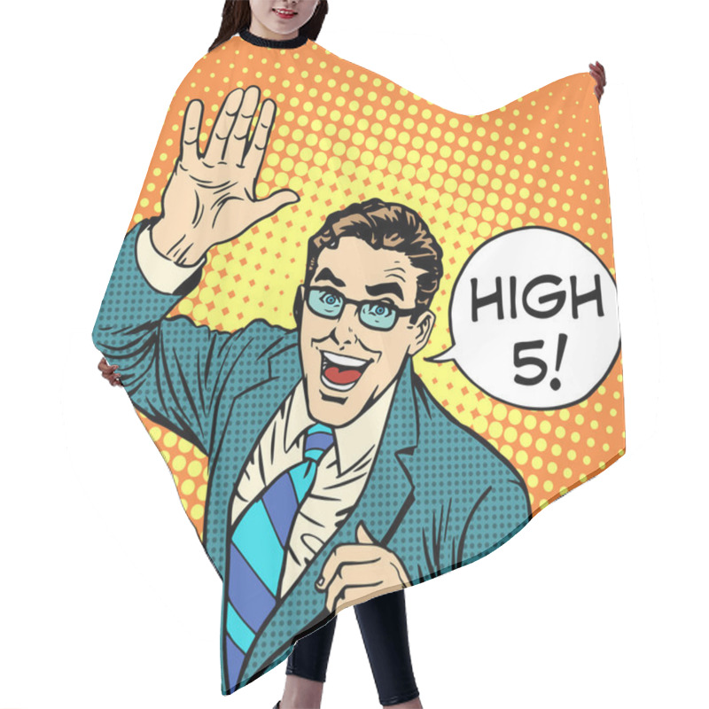 Personality  High Five Joyful Businessman Hair Cutting Cape