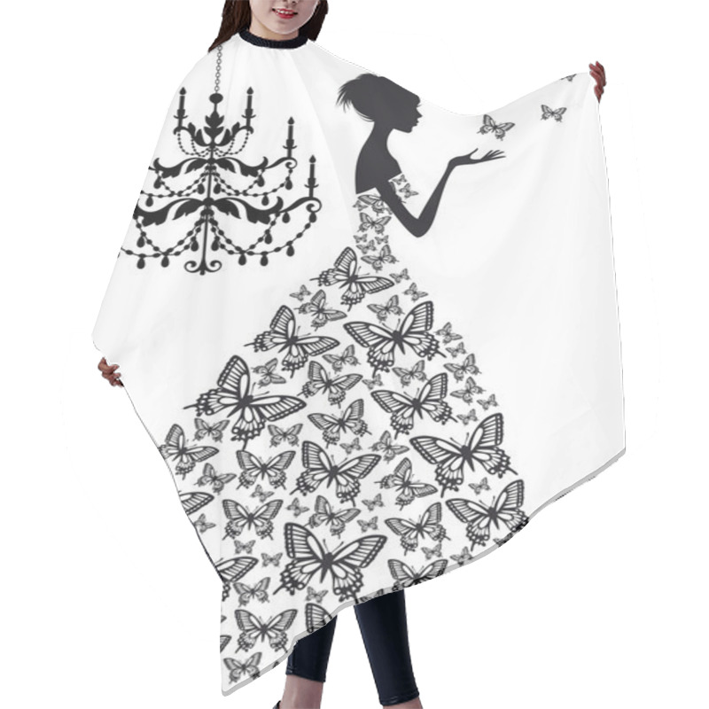 Personality  Woman With Butterflies, Vector Hair Cutting Cape