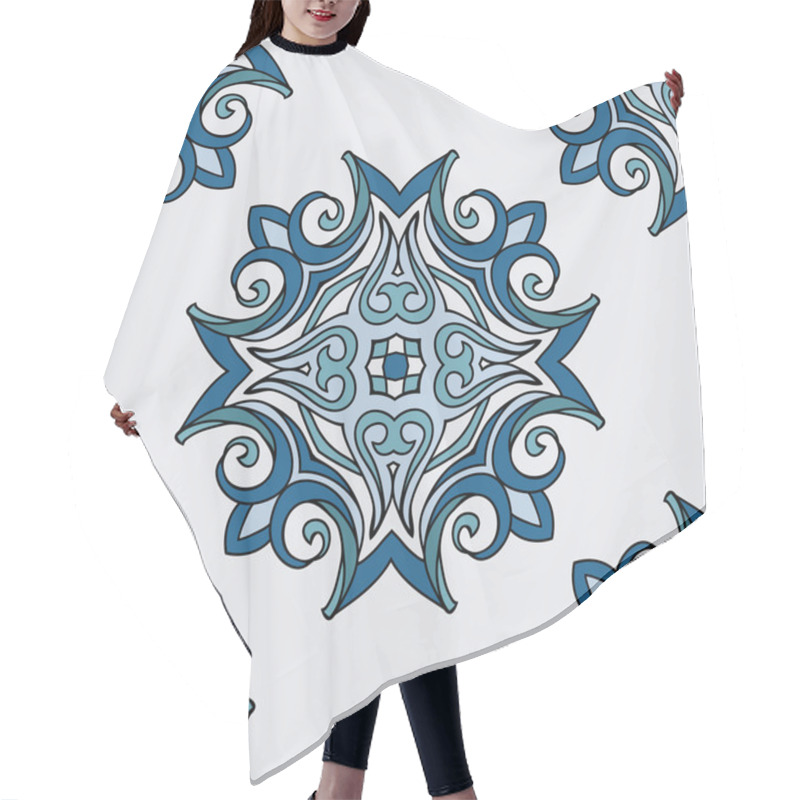 Personality  Blue Oriental Damask Seamless Vector Design Hair Cutting Cape