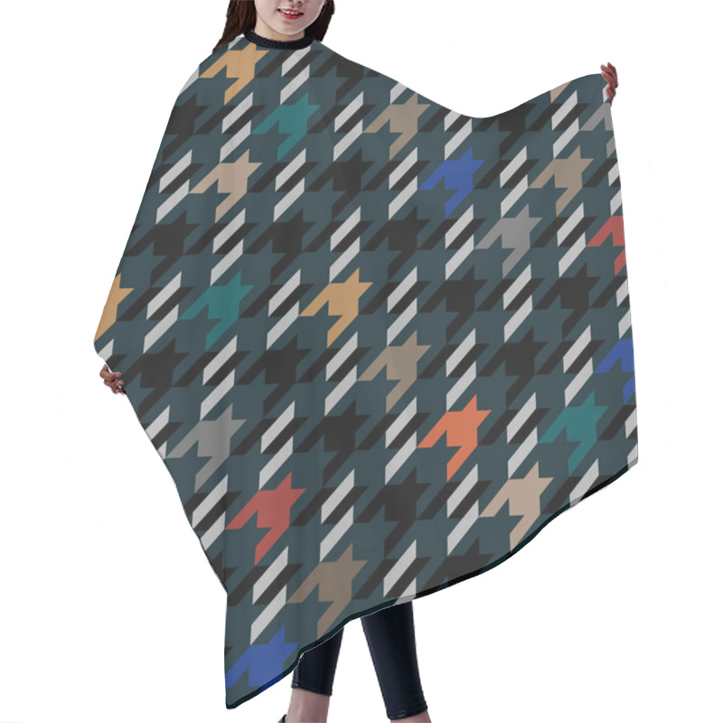 Personality  Seamless Checkered Woolen Pattern And Classical English Hounds Tooth Print. Hair Cutting Cape