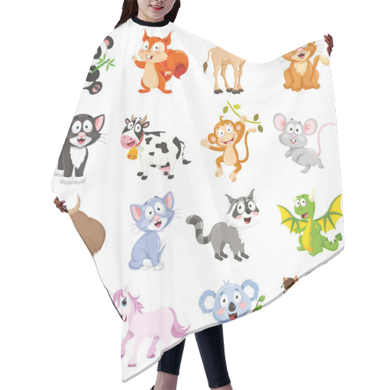 Personality  Vector Illustration Of Cartoon Animals Collection Hair Cutting Cape