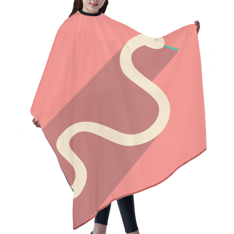 Personality  Flat With Shadow Icon And Mobile Application Snake Hair Cutting Cape