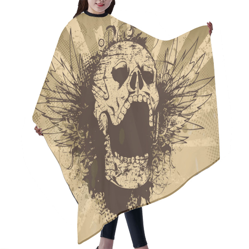 Personality  Skull With Grunge Rays Background Hair Cutting Cape