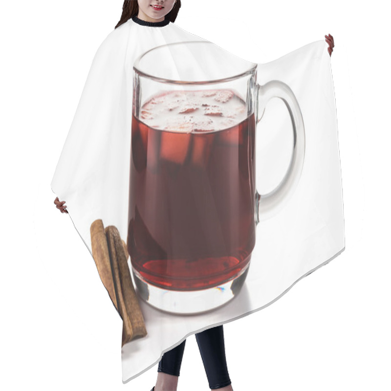 Personality  Hot Mulled Wine Isolated On White Background Hair Cutting Cape