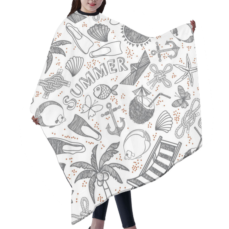 Personality  Beach Seamless Pattern. Hair Cutting Cape