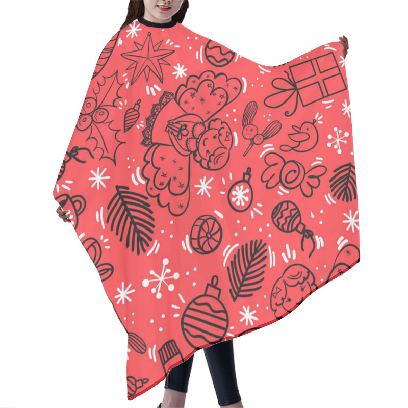 Personality  Christmas Pattern With Angel Holly Berry, Sweets, Christmas Balls Hair Cutting Cape